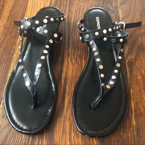 Black Rhinestone Ankle Wrap Low Wedge Sandals